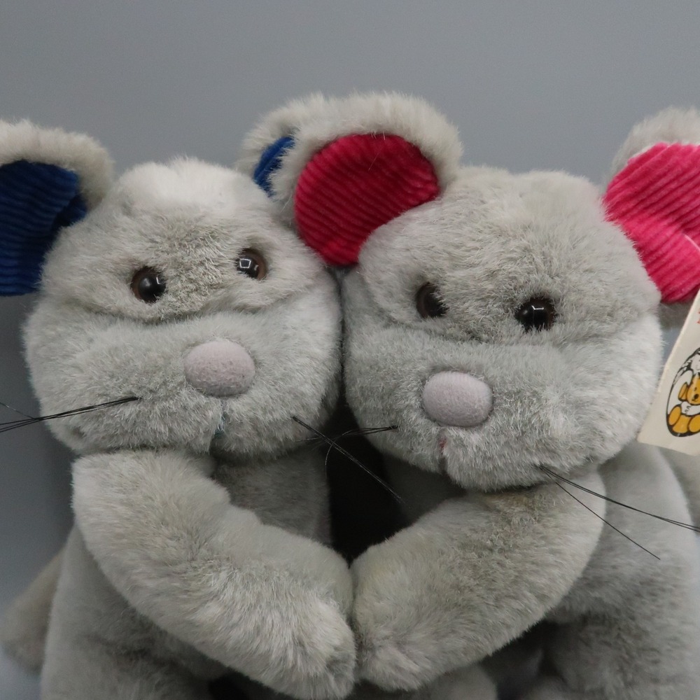 Mary Meyer Hugging Gray Mice Plush Mouse Stuffed Animal‎ Vintage Tender